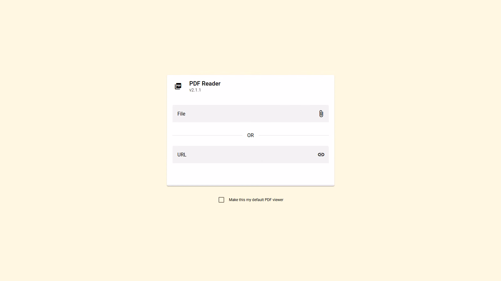 Current Definer PDF Reader form with File and URL choices
