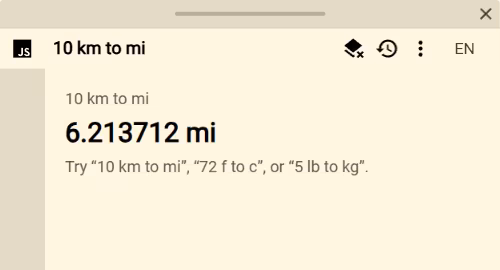 Unit Converter result for 10 kilometers converted to miles