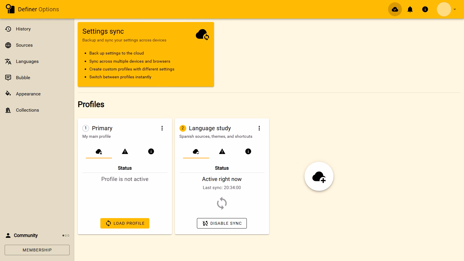 Primary and language-study settings profiles